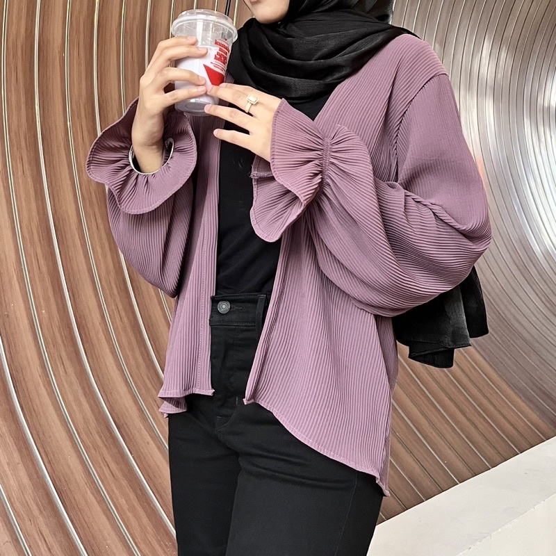 NOORKY “Casia” Pleated Outer Blouse / long cardigan Blus Pleat plit plits plisket