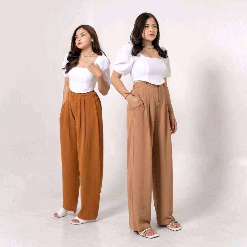 LOOSE PANTS HIGHWAIST KULOT CRINCLE AIRFLOW - THOFU PANTS