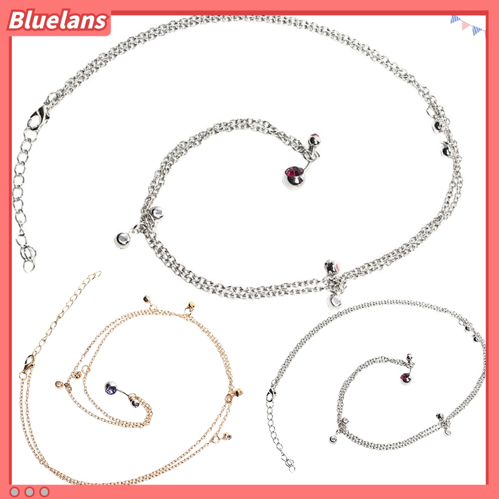 Bluelans Women Rhinestone Pendant Belly Button Ring Dangle Navel Piercing Waist Chain