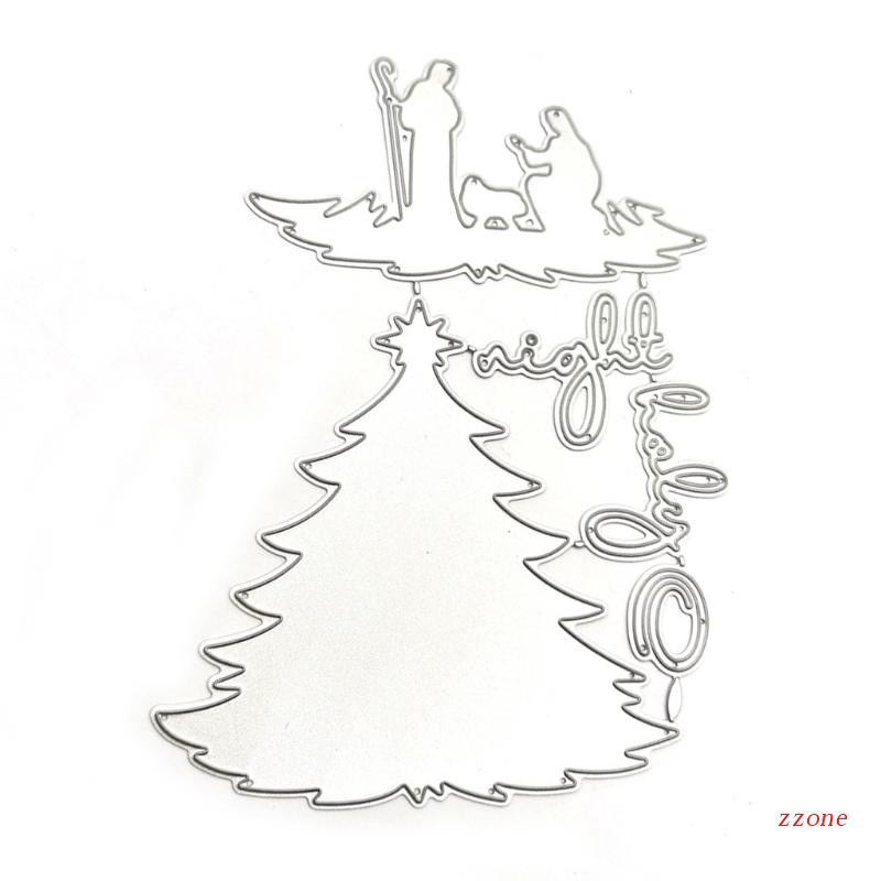 Cetakan Stensil Cutting Dies Motif Pohon Natal Bahan Metal Untuk Scrapbook / Craft Diy