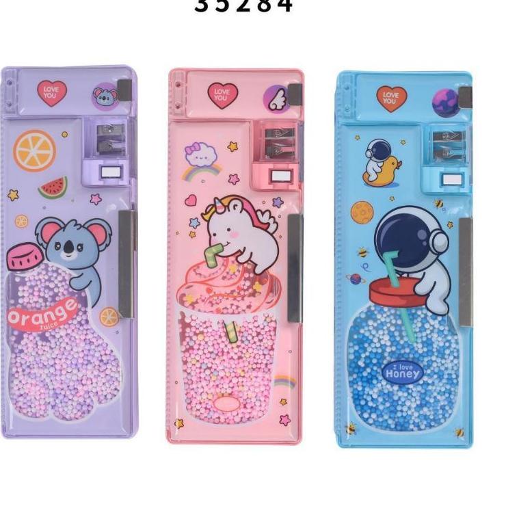 

Trend !! pencil case magnet ada tempat penghapus+ serutan merk xiao ling jing ~