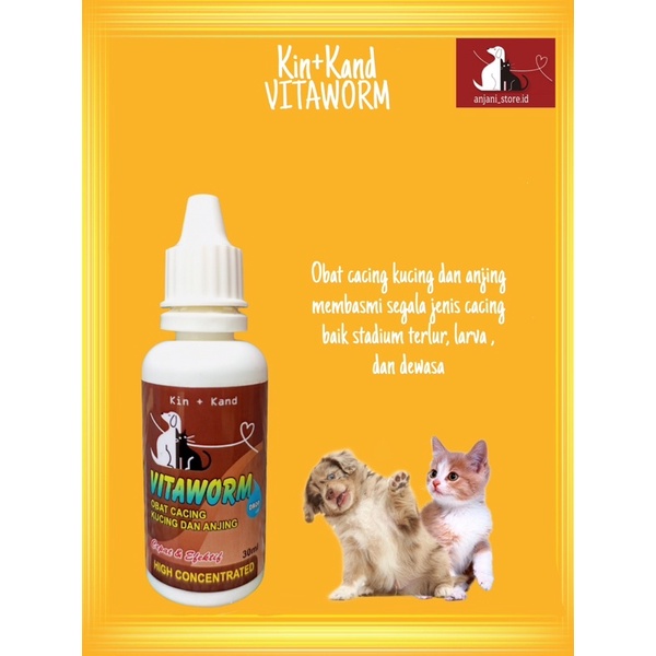 Kin kand VITAWORM DROP 30ml Obat Cacing Kucing Anjing Kitten