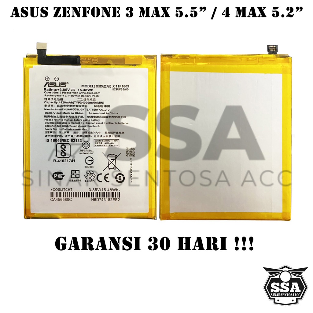 Baterai Original Asus Zenfone 3 Max 5.5&quot; 4 Max 5.2&quot; ZC553KL ZC520KL X00D X00HD C11P1609 OEM 5.5 5.2 INCH Batre Batrai Batrei Battery Ori HP Batu Batere Garansi Murah Awet