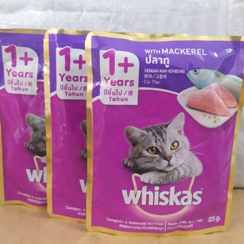 1 Box isi 24 Whiskas Sachet Mackarel 85gr / wet food