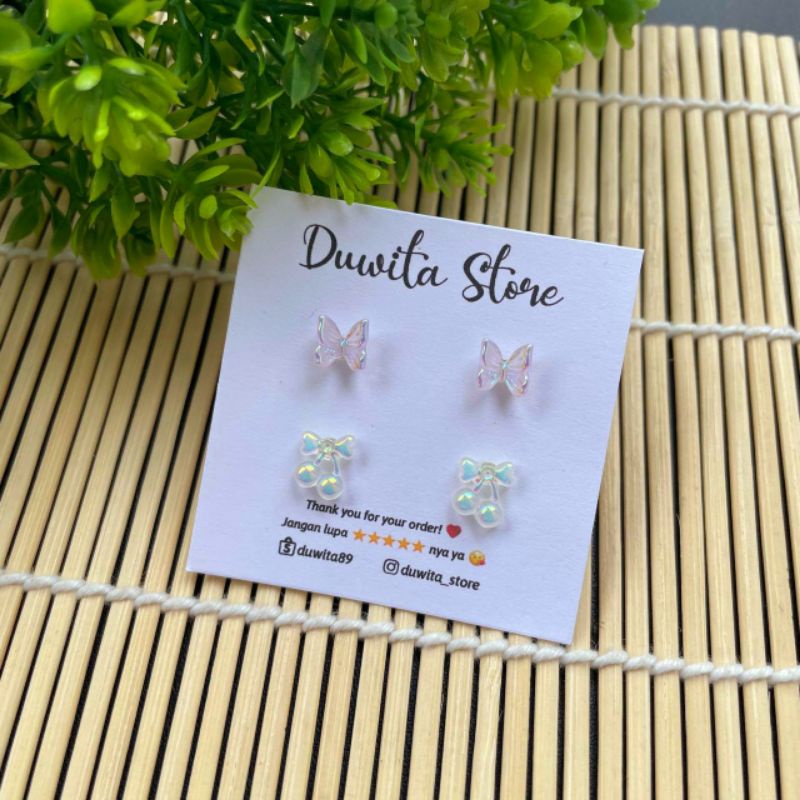 HANDMADE ANTING TUSUK PLASTIK ANAK/DEWASA MOTIF BUTTERFLY-CHERRY(BUNDLE)