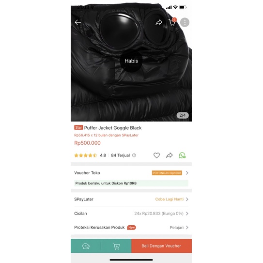 Puffer Jacket Black Goggles Outfirm Indonesia