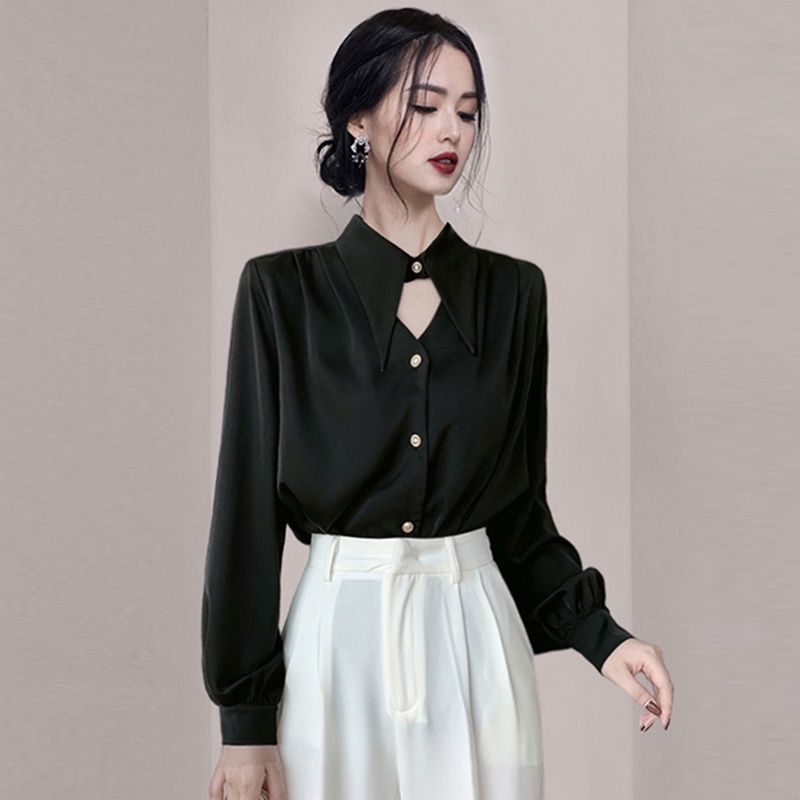 Kemeja Wanita Korean Style Lengan Panjang Turtle Neck