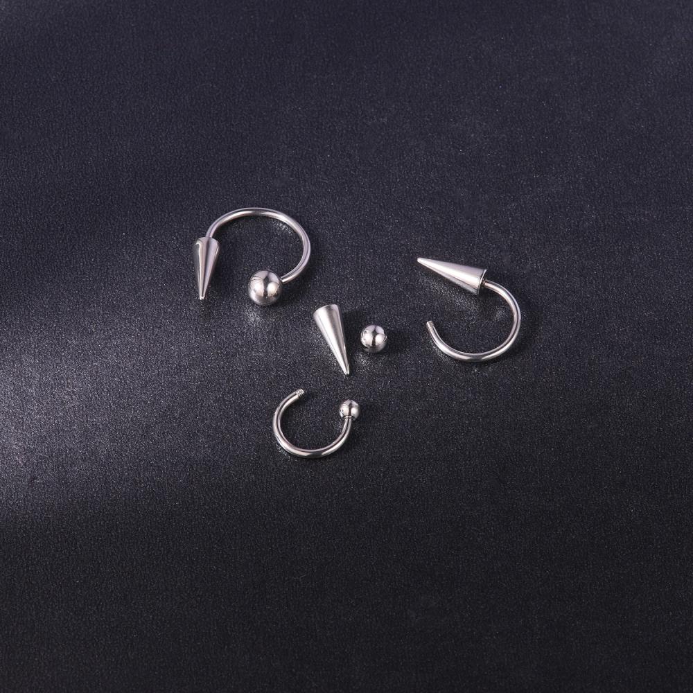 1 PC Cincin Tindik Bahan Stainless Steel 16G 8 / 10 / 12mm Untuk Hidung Bibir