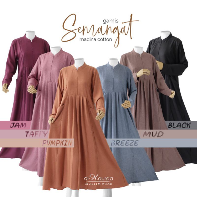 Gamis Semangat Madina by Al-Hauraa| Fashion Muslim Gamis Polos Busui Friendly | Gamis Kekinian | Sty