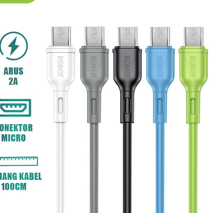 DISKON BRANDS FESTIVAL KABEL DATA MICRO TOPLES ( ISI 30 PCS ) ROBOT RBM100S 2A 100cm Colurful - Gara