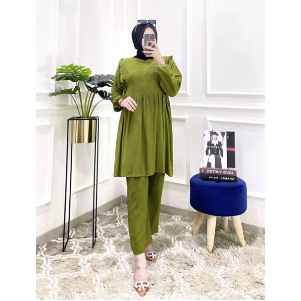 SETELAN TUNIK KEKINIAN BAHAN RAYON FIT TO XL BUSUI