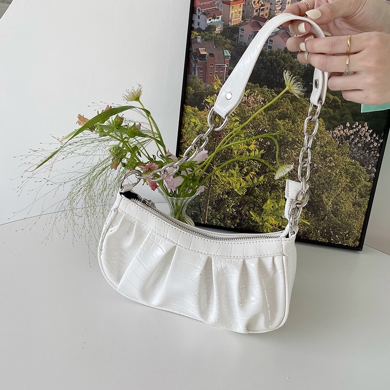 Tas Bahu Kulit Wanita Tas Cewek Kecil Croc Shoulder Bag JS2 8371