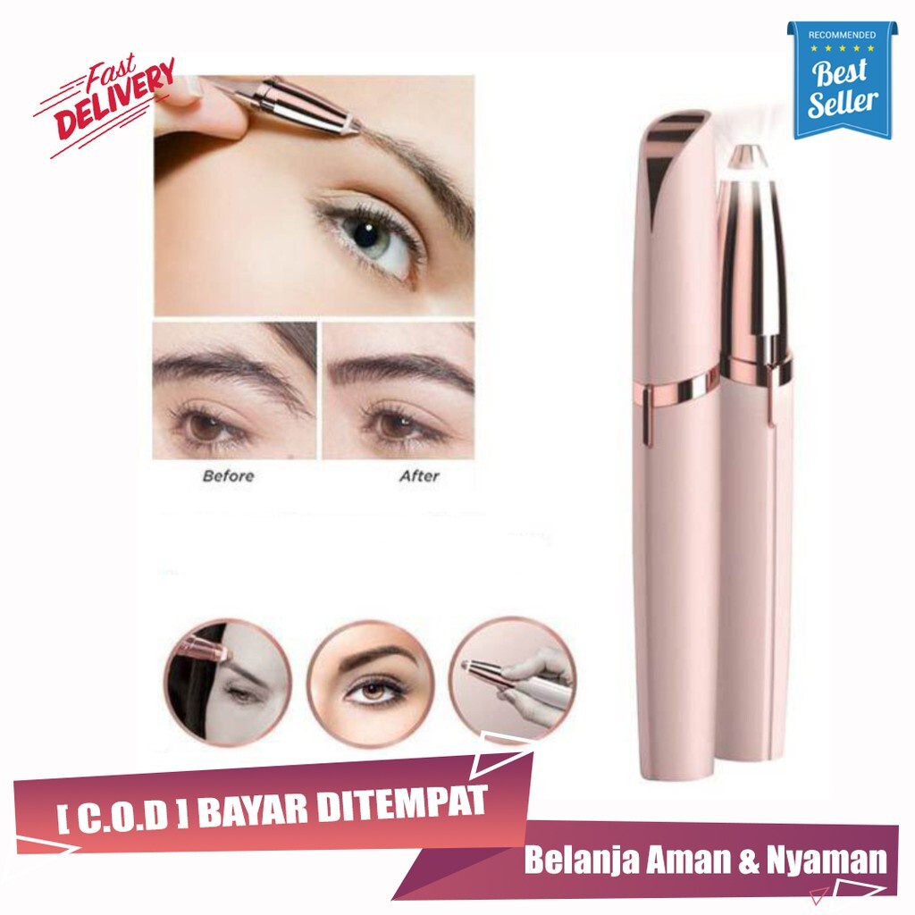 Alat Pencukur Flawless Brows Cukuran Alis Elektrik Tanpa Rasa Sakit Eyebrows Hair Trimmer