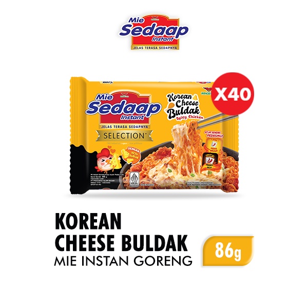 

Sedaap Mie Instan Goreng Korean Cheese Buldak Bag 86 gr x40