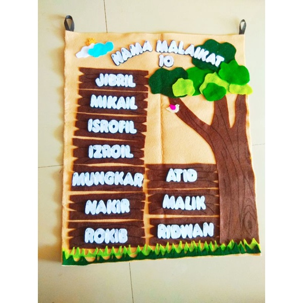 hiasan dinding dari kain flanel 10 malaikat / nama bulan
