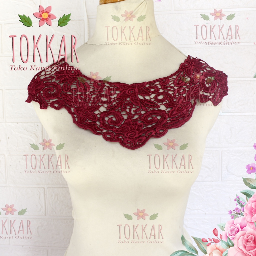 (Per Pcs) AP324 Aplikasi Leher Kerah Bordir Tempel Cantik
