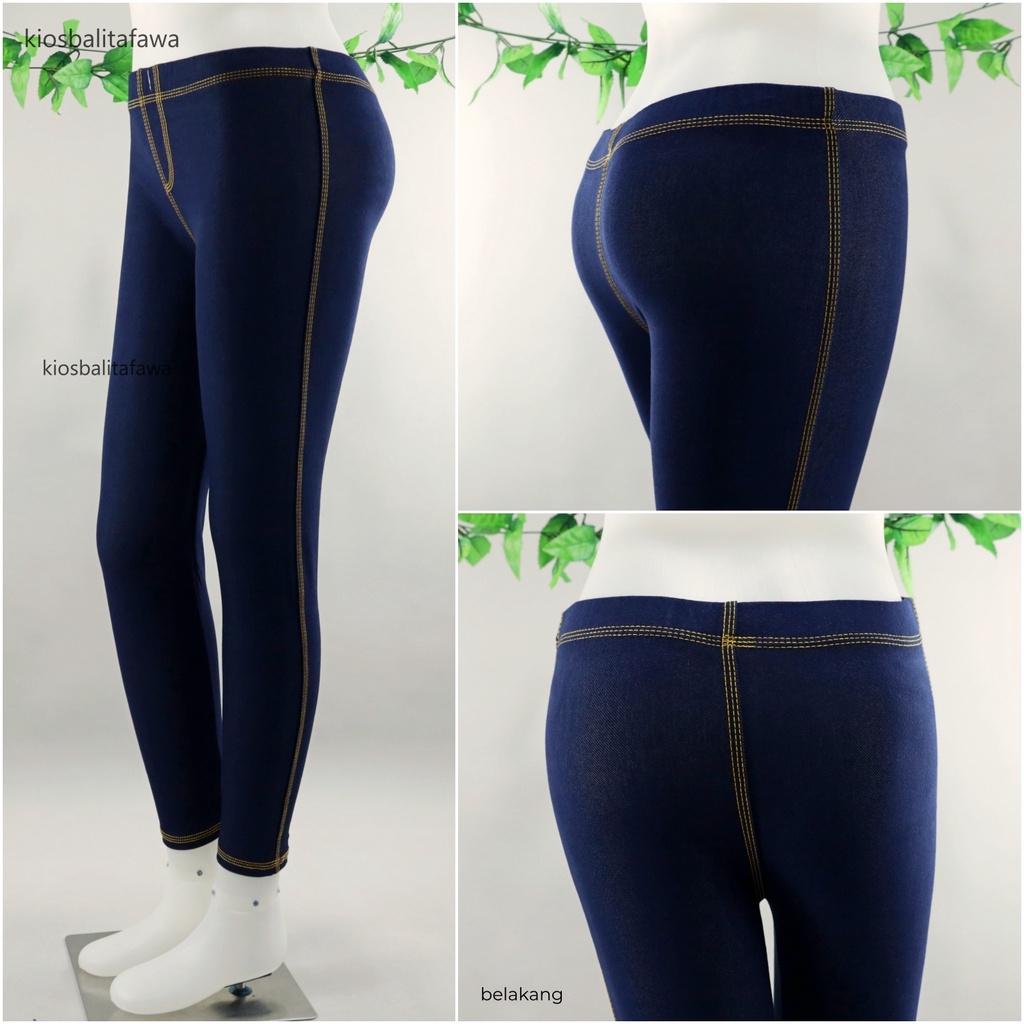 Jegging Jeans JUMBO Tanpa Kantong / fit to XXL Stretch Big Size Celana Legging Panjang Polos Wanita