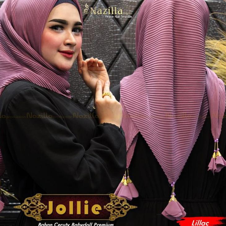 "PJW.18Oc22ᴱ" Jilbab Hijab Kerudung Segi Empat Square Prisket Plisket Tasel Original Nazilla