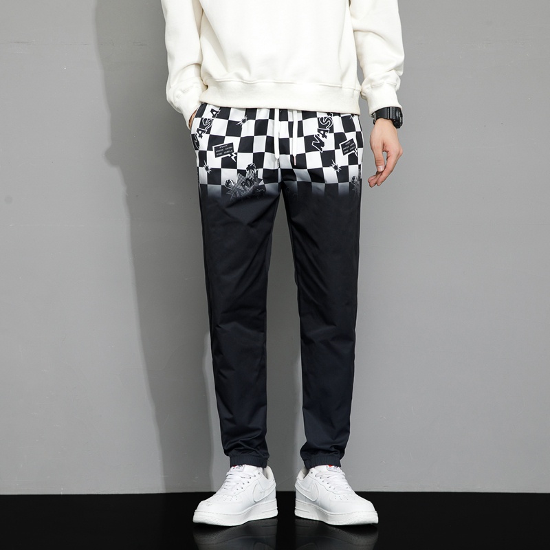 Celana Pria Gradient Contrast Pelindung Bawah Celana Jogger Elastis Cepat Kering Celana Olahraga K711A