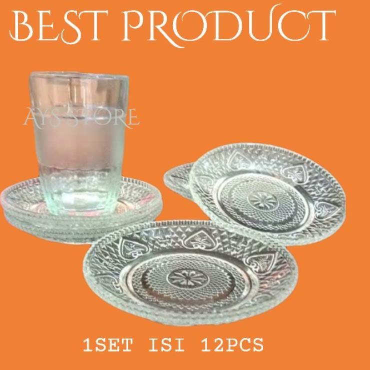 Murah Meriah Tatakan Gelas Kopi Kaca Set Isi 12Pcs/Tatakan Gelas/Pisin Kecil/Tatakan Kecil/Piring Ka