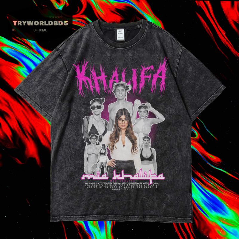 TRYWORLDBDG OFFICIAL "MIA KHALIFA" KAOS OVERSIZED | STONE WASH | OVERSIZED T SHIRT | KAOS VINTAGE | 