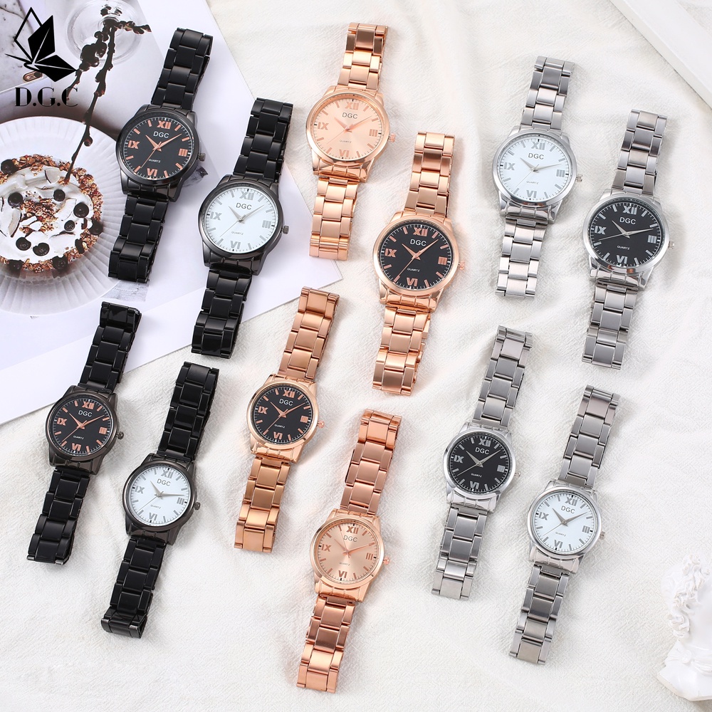 Jam Tangan Wanita Analog Quartz Fashion Rantai Stainless Steel Import Couple Pria C96