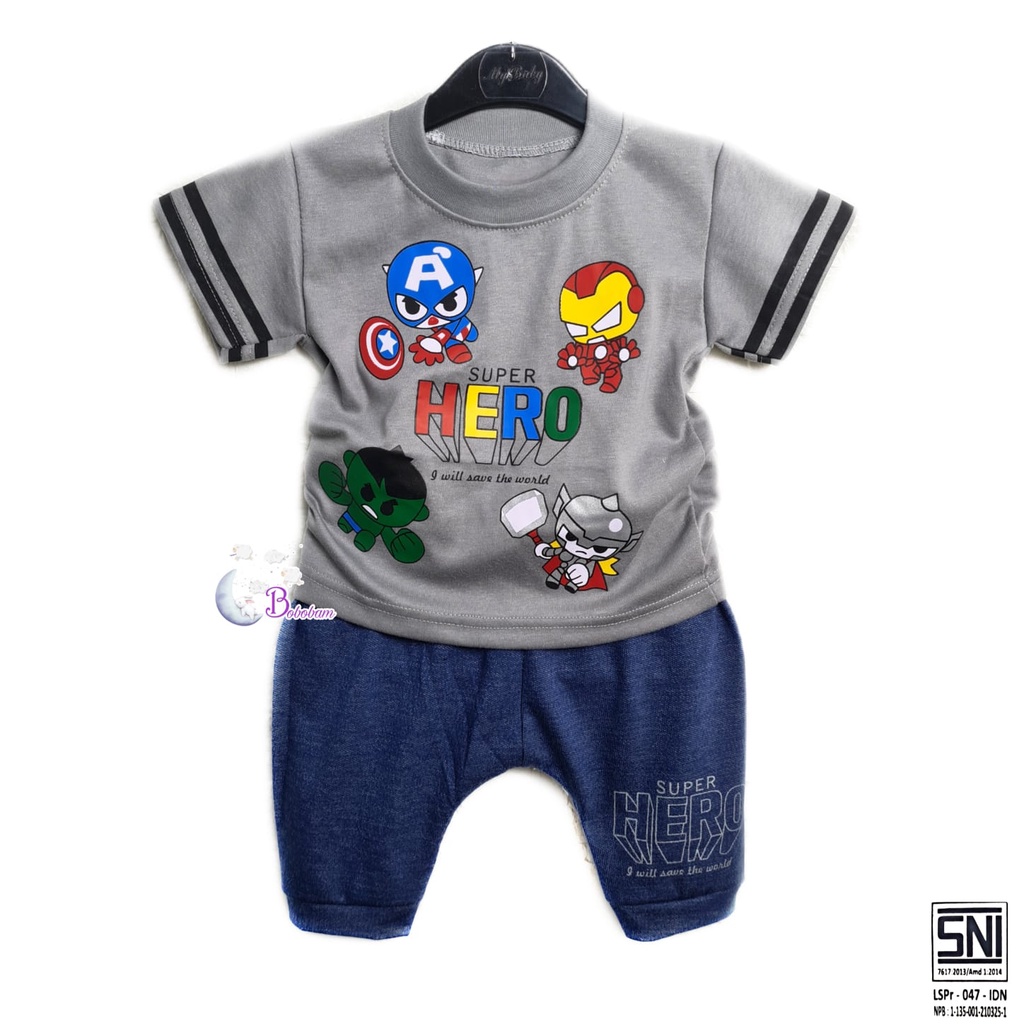 BOBOBAM  BAJU BAYI LAKI LAKI SETELAN ANAK COWO LUCU STELAN COWOK 6 12 BULAN KEREN TRENDY KEKINIAN HERO