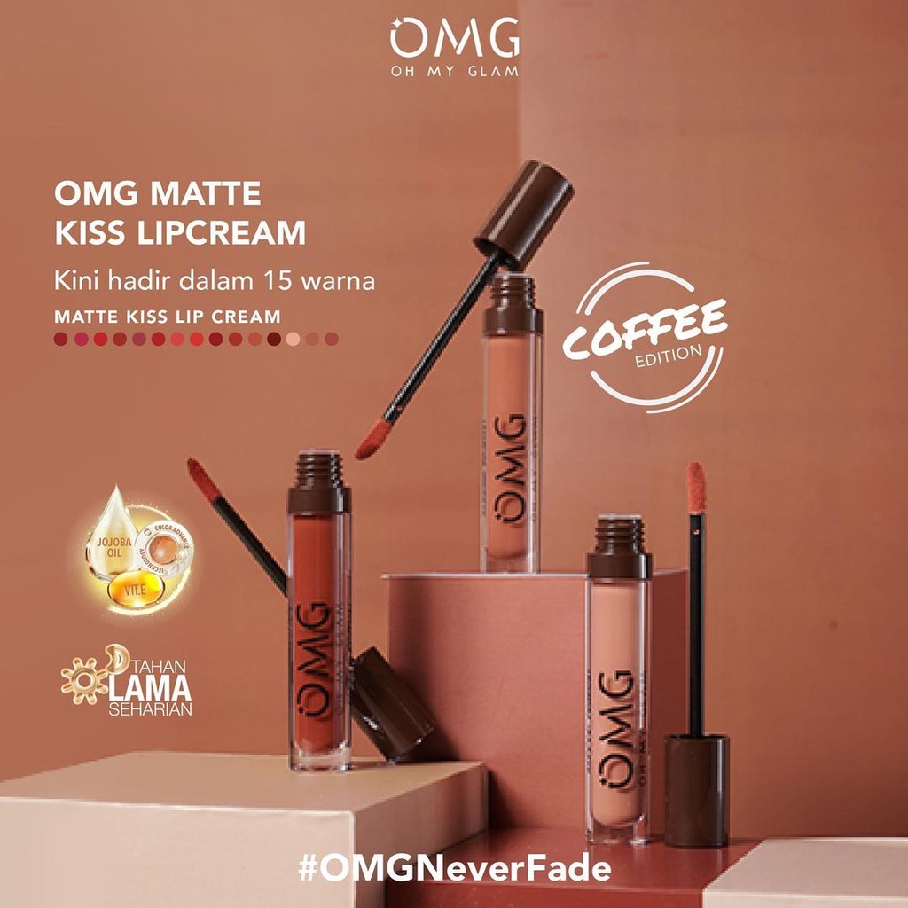 OMG Oh My Glam Matte Kiss Lip Cream 3.5g Halal Original BPOM