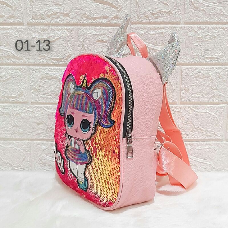 Tas Ransel Anak Perempuan Lucu / Tas Anak Perempuan Sequin Unicorn LOL / Tas Ransel Anak Sekolah Paud