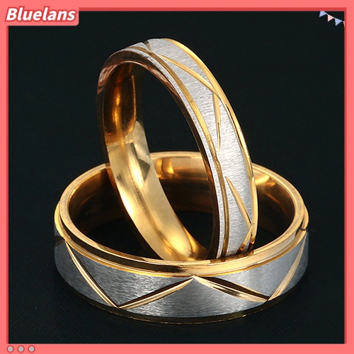 Bluelans Women Men Stainless Steel Couple Ring Wedding Band Promise Engagement Jewelry
