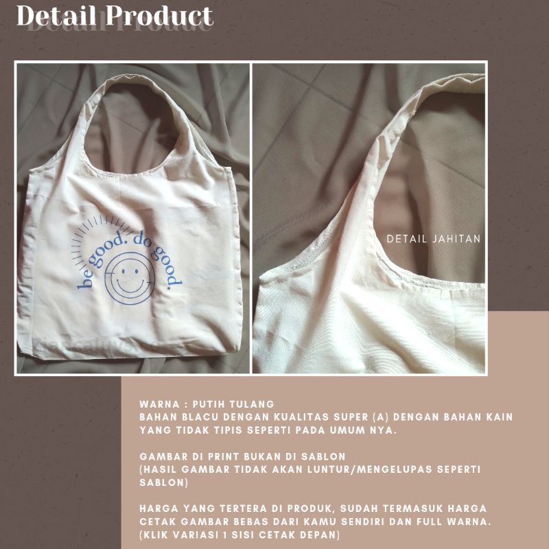 Totebag Custom Vintage Blacu Satuan (40×30×8cm)