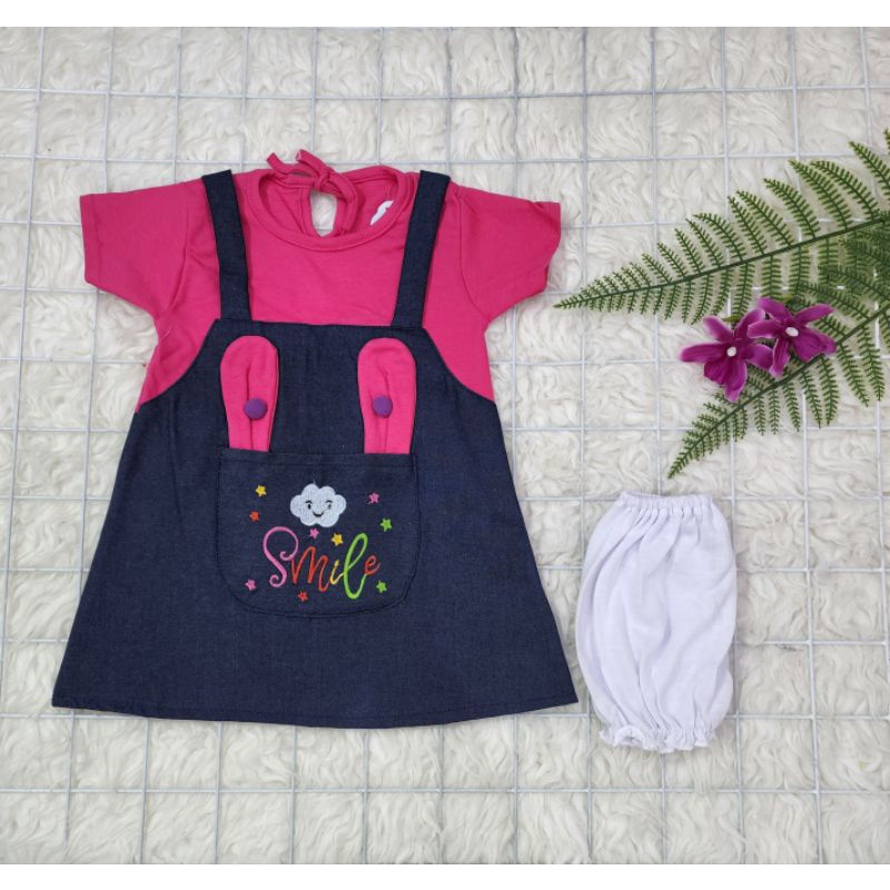 baju bayi perempuan set dress denim baby girl