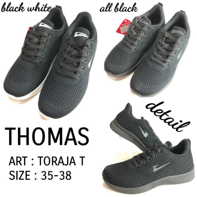 SEPATU SEKOLAH KETS BY THOMAS TORAJA (T) HITAM PUTIH DAN ALL BLACK SIZE 35-38