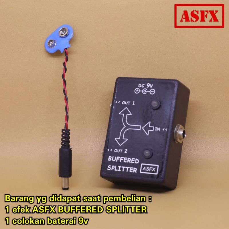 Efek ASFX Buffered Splitter 2 Channel Untuk Gitar dan bass Pedal Stompbox Buffer Splitter Aktif Guitar Effect