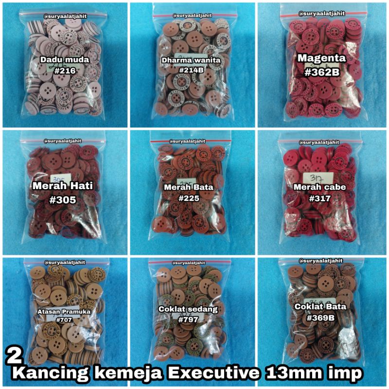 Kancing kemeja Grafir 20/4L/1.3cm  Executive @1gros =rp.9.500/144pcs