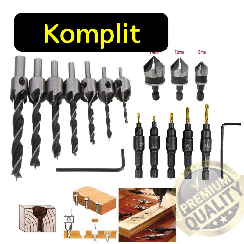 Mata Bor Kayu - Pelubang Kayu - Mata Bor Drill Bit Countersink