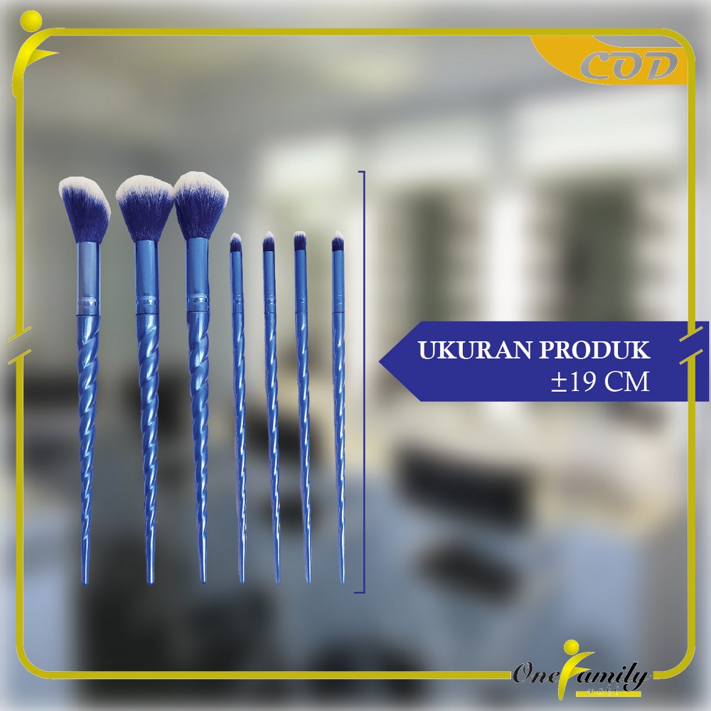 Image of ONE-K128 Kuas MakeUp 7 in 1 Brush Make Up Set Mini Travel Free Pouch / Kuas Rias Wajah Model Ulir / Paket Kuas Set Make Up Cosmetic #8