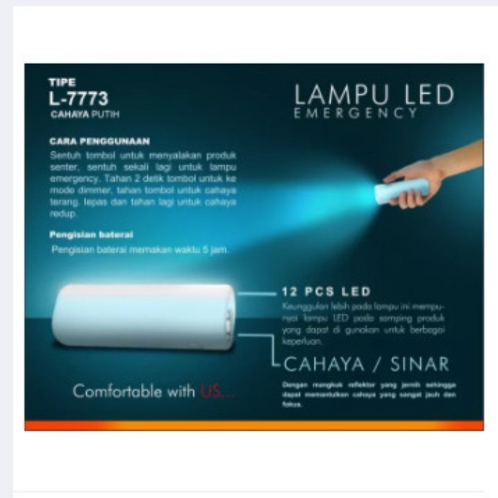 COD Senter Emergency Dimmer LUBY L-7773 Cas 3W Cahaya Putih