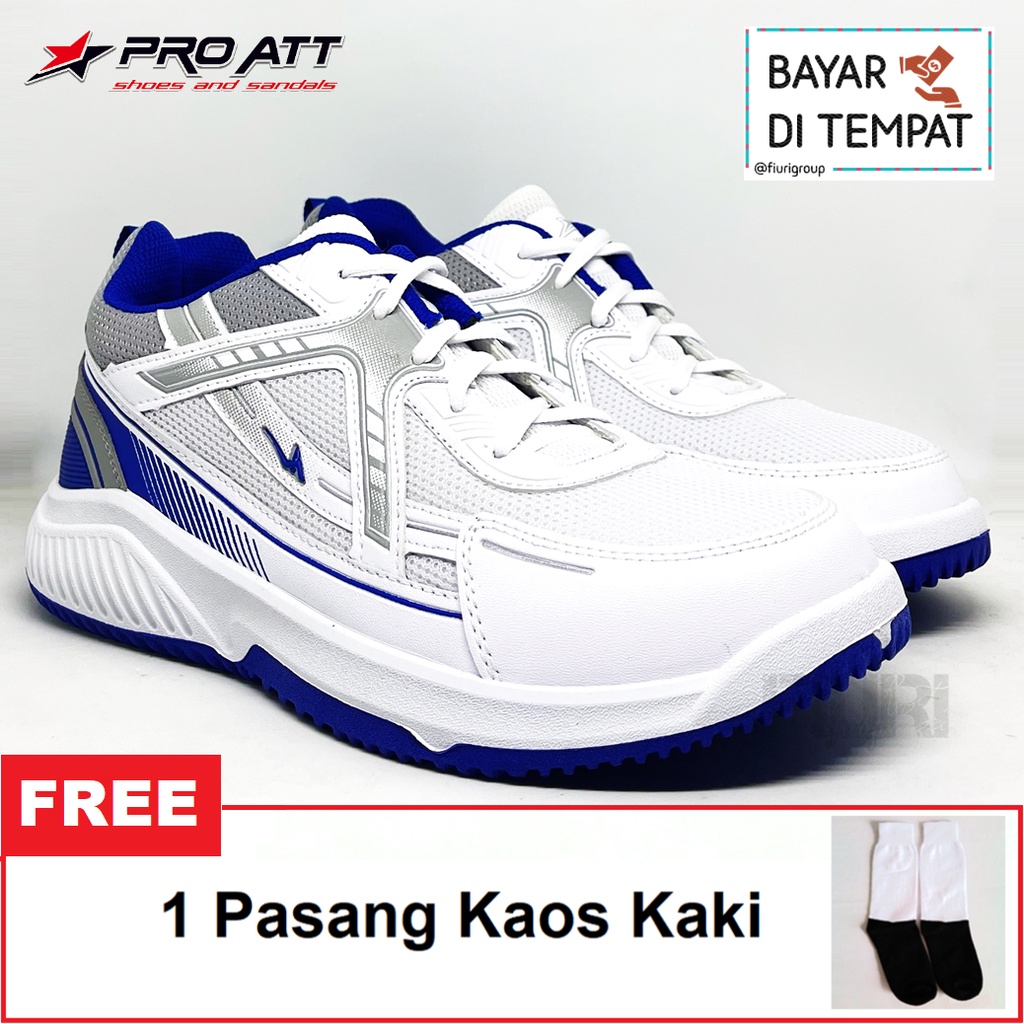 FIURI – Pro ATT Original - MBC 60 PUTIH BIRU 40-43 - Sepatu Kets Pria - Sepatu Sneakers Pria - Sepatu Olahraga Sport  Pria - Sepatu =tekstil - Sepatu Jogging Lari Running Fitness Gym Pria - Sepatu Laki-Laki Cowok - Sepatu Sekolah Bertal