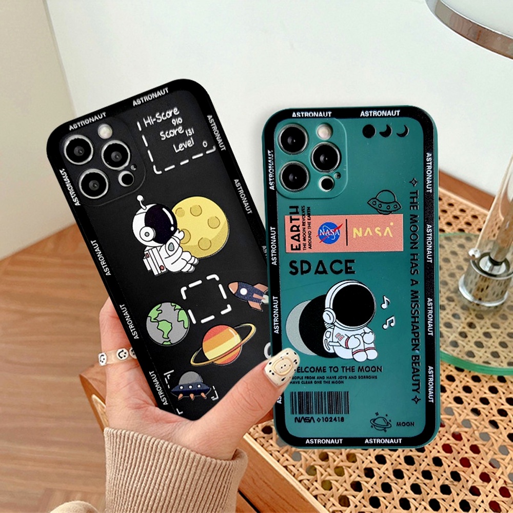Casing Oppo A57 5G A57S Case Cute Little Astronot Space Liquid Premium