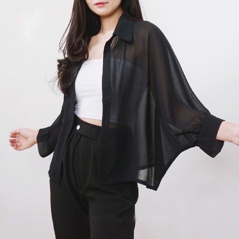 RD FASHION - FELECIA OVERSIZE SEETHROUGH OUTER /  (COD)Felecia Basic Outer Atasan Wanita