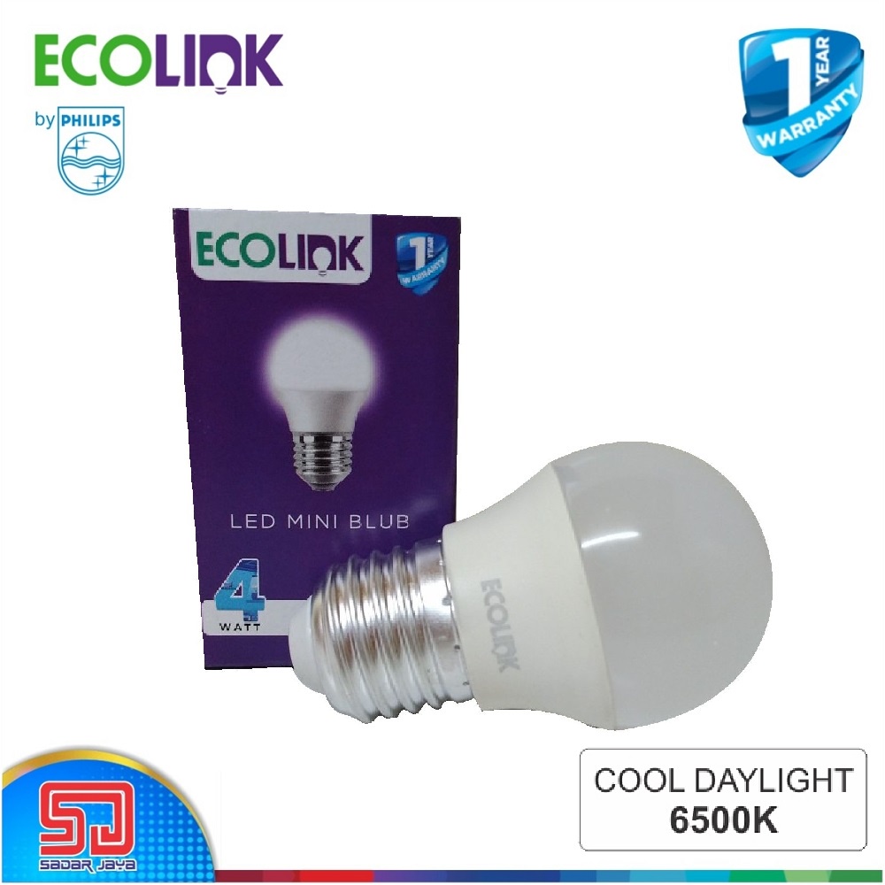 ECOLINK Lampu 4W LED 4Watt Mini Bulb 4 Watt P45  - 6500K Cool White Putih