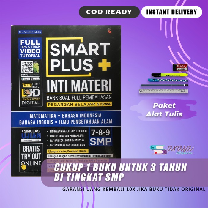 

✨COD✨ BUKU SMART PLUS SMP MTS INTI MATERI BANK SOAL FULL PEMBAHASAN 7 8 9