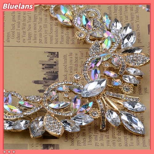 Bluelans Kalung Choker Rantai Liontin Bunga Berlian Imitasi Warna-Warni