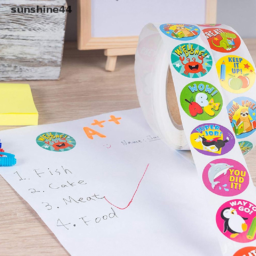 Sunshine 500pcs / Set Stiker Motif Kartun Hewan Untuk Reward Anak