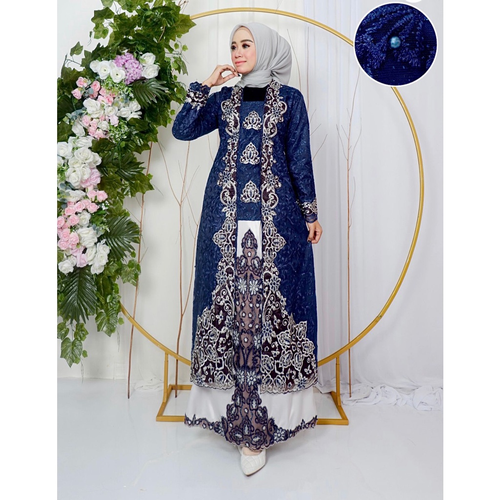 Setelan kebaya tunik melayu Kebaya bordir modern Kebaya tradisional pernikahan lamaran wisuda tunangan Size M L XL XXL