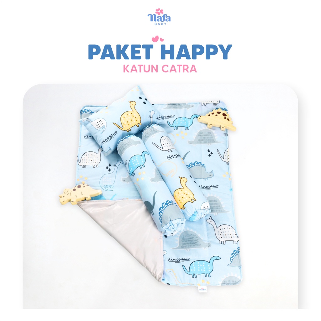 NAFA BABY - Happy Package | Bedcover Anti Ompol Include Bantal Guling | Perlak Bayi Waterproof | Matras Anti Air