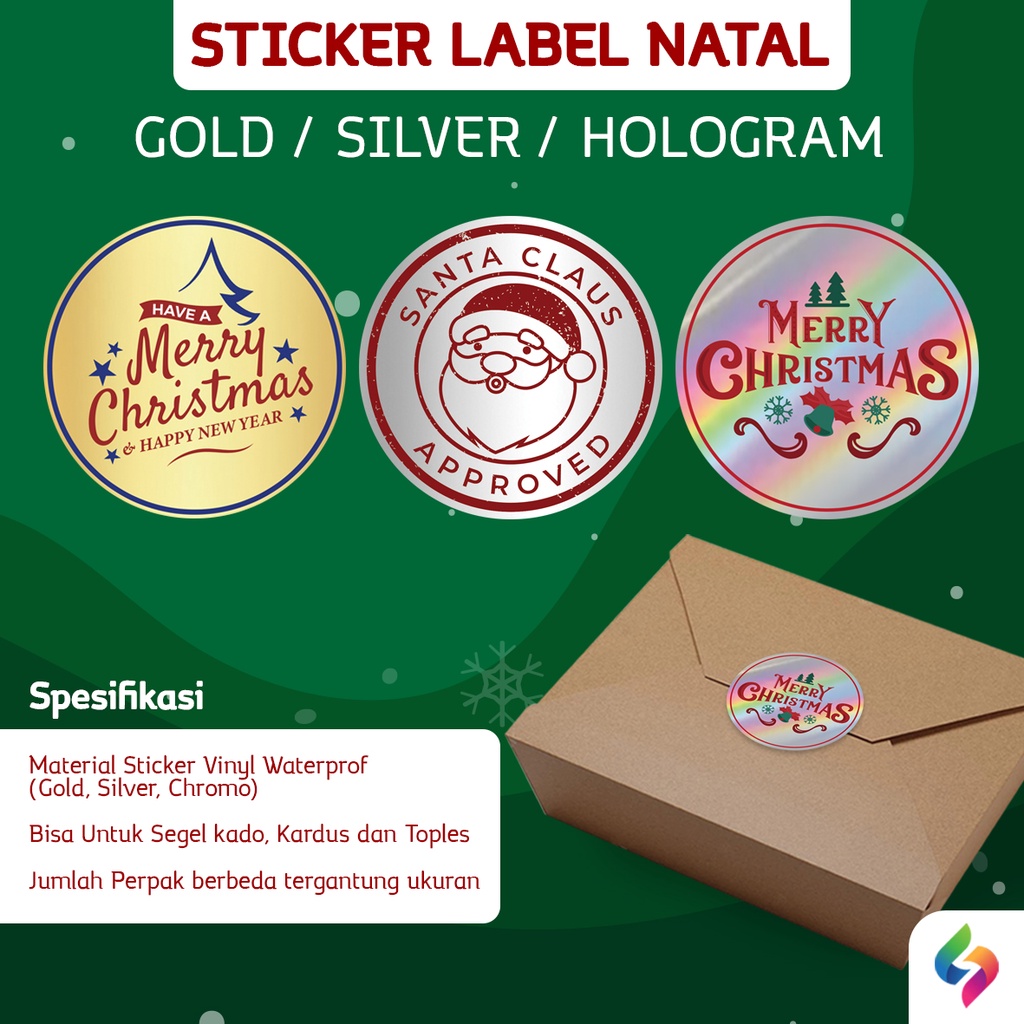 

STIKER NATAL - STICKER MARRY CHRISTMAS -GOLD/SILVER/HOLOGRAM GROSIR