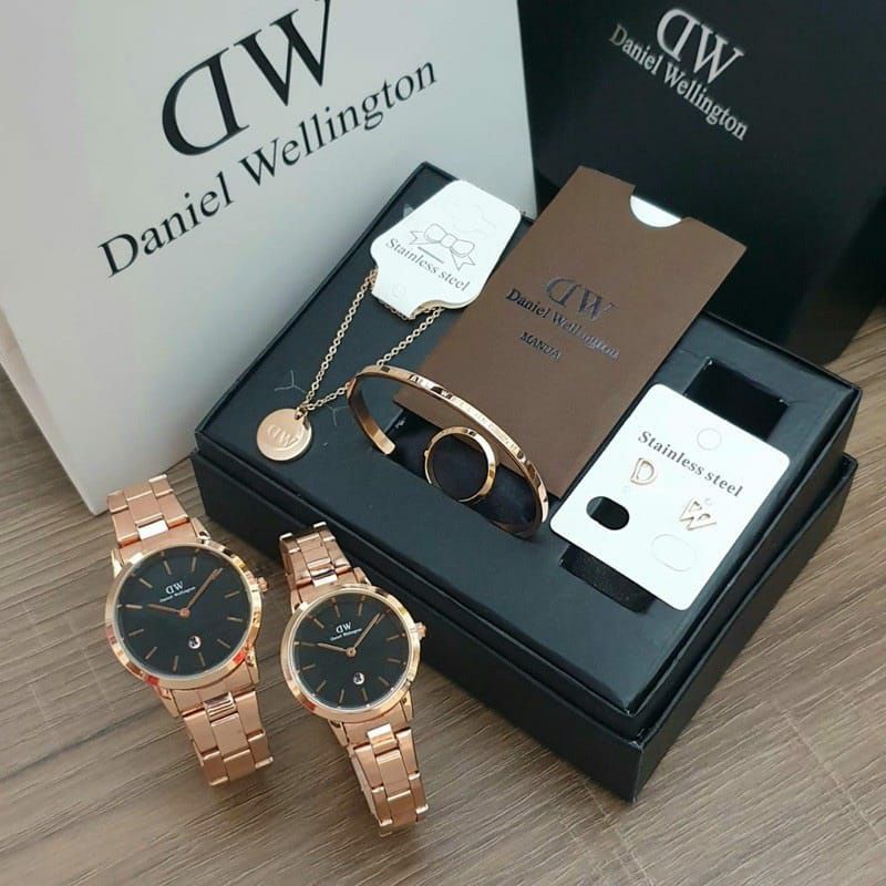 Viral Jam Tangan DW Pria dan Wanita Daniel Wellington Free Kalung Gelang Paper Bag Terlaris