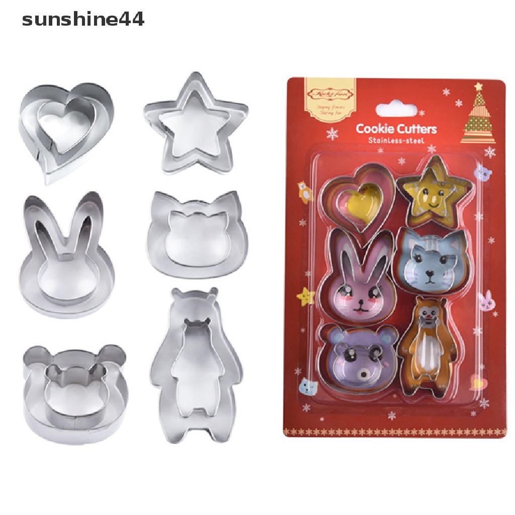 Sunshine 12Pcs / Set Cetakan Cutter Bentuk Hewan Untuk Kue / Biskuit / Fondant